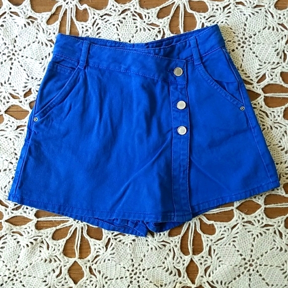 NWOT Zara High Waist Bright Blue Skorts - Picture 2 of 13